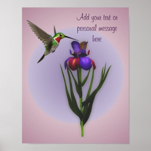 Hummingbird and Iris Flower Personalized Poster (Voorkant)