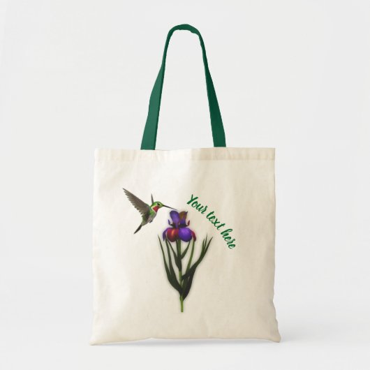 Hummingbird and Iris Flower Personalized Tote Bag (Voorkant)