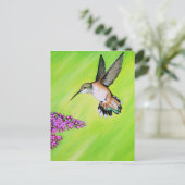 Hummingbird and Lila Painting Briefkaart (Staand voorkant)