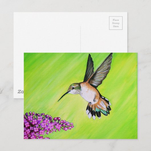 Hummingbird and Lila Painting Briefkaart (Voorkant / Achterkant)