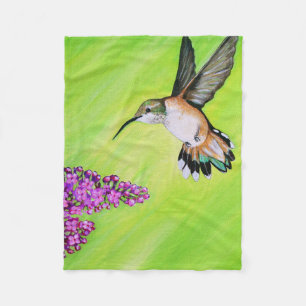 Hummingbird and Lila Painting Fleece Deken