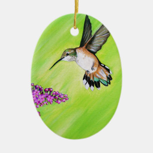 Hummingbird and Lila Painting Keramisch Ornament
