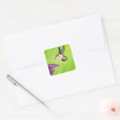 Hummingbird and Lila Painting Vierkante Sticker (Envelop)