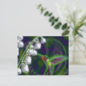 Hummingbird and Lily of the Valley Flowers Briefkaart (Staand voorkant)