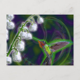 Hummingbird and Lily of the Valley Flowers Briefkaart