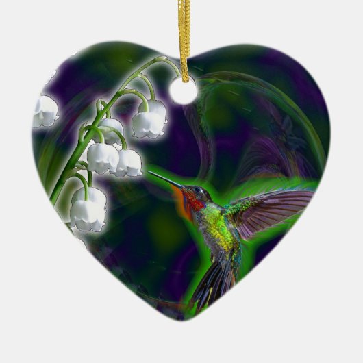 Hummingbird and Lily of the Valley Flowers Keramisch Ornament (Voorkant)