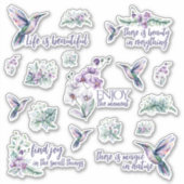 Hummingbird and Orchid Vinyl Stickers (Voorkant)
