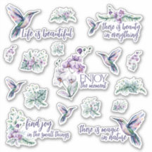 Hummingbird and Orchid Vinyl Stickers