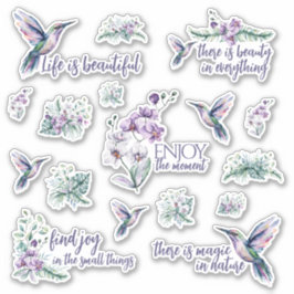 Hummingbird and Orchid Vinyl Stickers