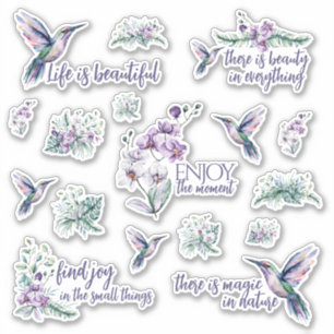 Hummingbird and Orchid Vinyl Stickers