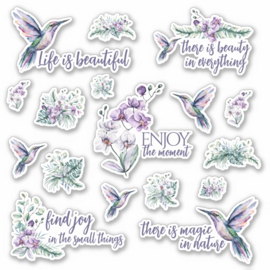 Hummingbird and Orchid Vinyl Stickers (Voorkant)