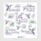 Hummingbird and Orchid Vinyl Stickers (Vel)