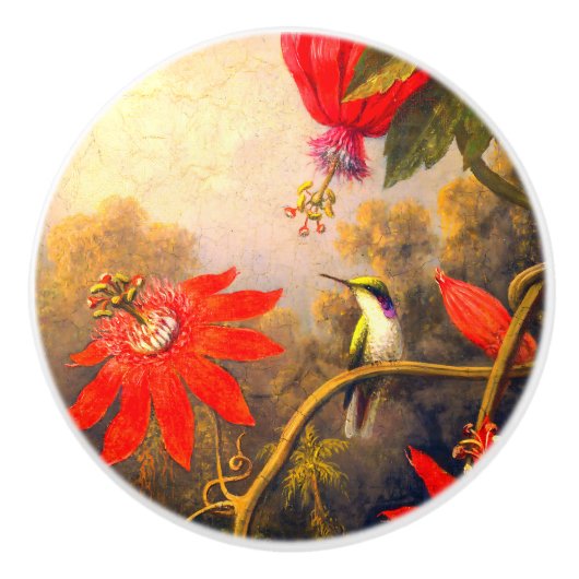 Hummingbird and Passionflower Keramische Knop (Voorkant)