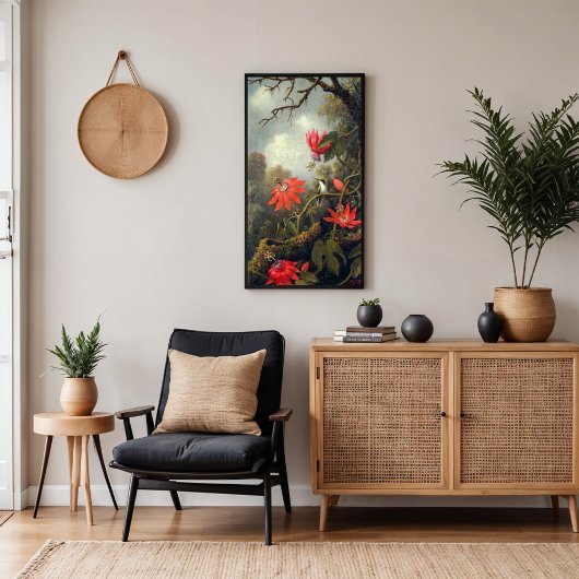 Hummingbird and Passionflower Poster