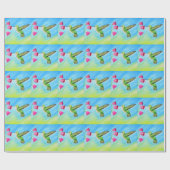 Hummingbird and Pink Bell Flowers Painting Cadeaupapier (Vlak)