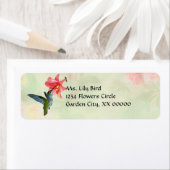 Hummingbird and Pink Lily on Floral Pattern Etiket (Insitu)