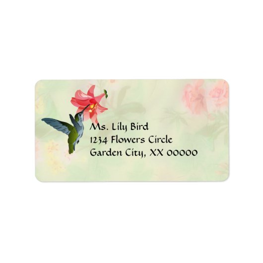 Hummingbird and Pink Lily on Floral Pattern Etiket (Voorkant)