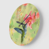 Hummingbird and Pink Lily on Floral Pattern Grote Klok (Hoek)