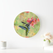 Hummingbird and Pink Lily on Floral Pattern Grote Klok (Huis)