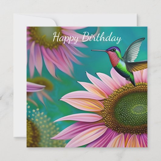 Hummingbird and Pink Sunflower (Voorkant)