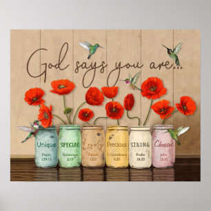 Hummingbird and Poppies God zegt dat je bent Poster