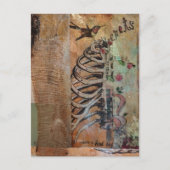 Hummingbird and ribcage secret mixed media collage briefkaart (Voorkant)