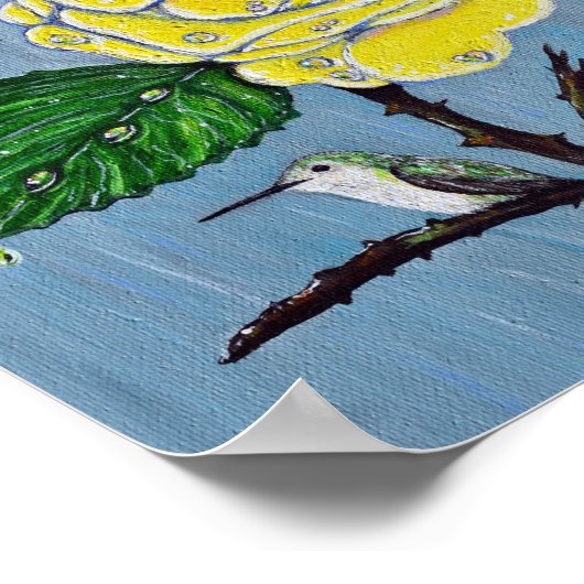 Hummingbird and Roos in the Rain Painting Poster (Hoek)