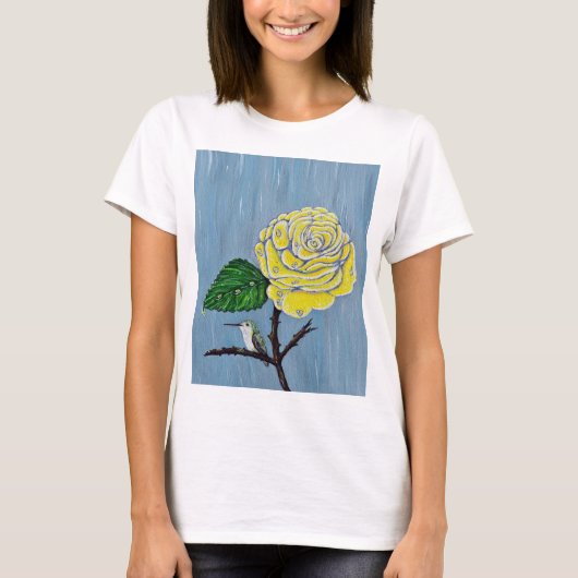 Hummingbird and Roos in the Rain Painting T-shirt (Voorkant)