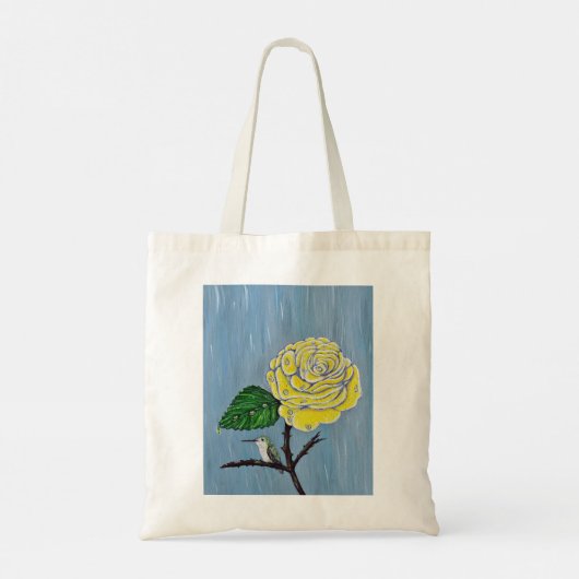 Hummingbird and Roos in the Rain Painting Tote Bag (Achterkant)