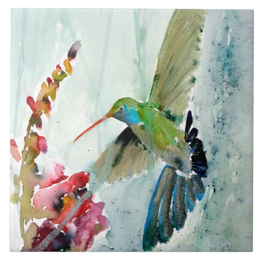 Hummingbird and Snapdragon Trivet Tegeltje (Voorkant)