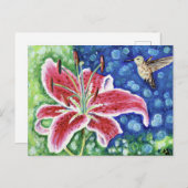 Hummingbird and Stargazer Lily Painting Briefkaart (Voorkant / Achterkant)