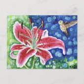 Hummingbird and Stargazer Lily Painting Briefkaart (Voorkant)