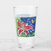 Hummingbird and Stargazer Lily Painting Glas (Achterkant)
