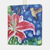 Hummingbird and Stargazer Lily Painting Keramisch Ornament (Links)