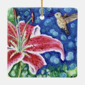 Hummingbird and Stargazer Lily Painting Keramisch Ornament (Achterkant)