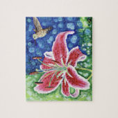 Hummingbird and Stargazer Lily Painting Legpuzzel (Verticaal)
