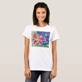 Hummingbird and Stargazer Lily Painting T-shirt (Voorkant volledig)
