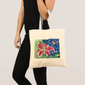 Hummingbird and Stargazer Lily Painting Tote Bag (Voorkant (product))