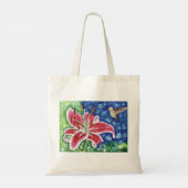 Hummingbird and Stargazer Lily Painting Tote Bag (Achterkant)