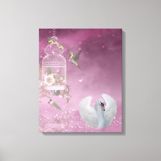 Hummingbird and Swan Canvas Afdruk (Voorkant)