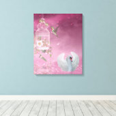 Hummingbird and Swan Canvas Afdruk (Insitu (Houten vloer))