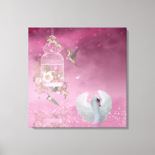 Hummingbird and Swan Canvas Afdruk