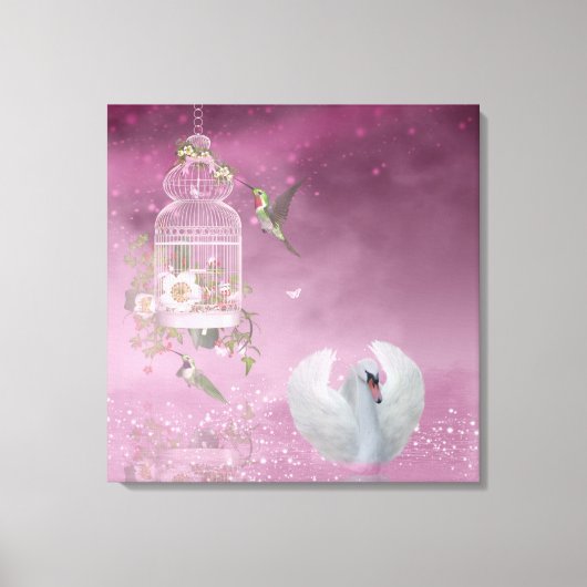 Hummingbird and Swan Canvas Afdruk (Voorkant)