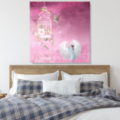 Hummingbird and Swan Canvas Afdruk (Insitu (Slaapkamer))