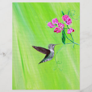 Hummingbird and Sweet Peas Painting