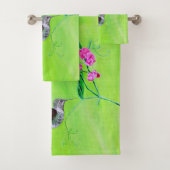 Hummingbird and Sweet Peas Painting Bad Handdoek (Insitu)