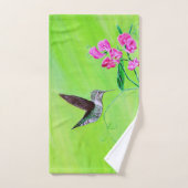 Hummingbird and Sweet Peas Painting Bad Handdoek (Handdoek)