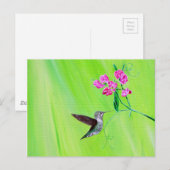 Hummingbird and Sweet Peas Painting Briefkaart (Voorkant / Achterkant)