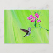 Hummingbird and Sweet Peas Painting Briefkaart (Voorkant)