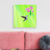 Hummingbird and Sweet Peas Painting Canvas Afdruk (Insitu (Woonkamer))